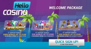 Hello casino bonus up to 100 euro + 150 free spins